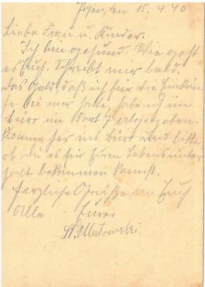 List więźnia zamordowanego w zamku Hartheim