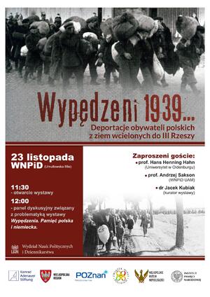 Otwarcie wystawy „Wypędzeni 1939...” na Wydziale Nauk Politycznych i Dziennikarstwa UAM – Poznań, 23 listopada 2016