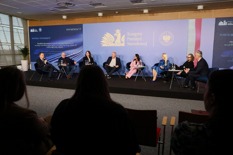 Panel dyskusyjny „Immersyjna edukacja historyczna" podczas Kongresu Pamięci Narodowej – Warszawa, 13 kwietnia 2023. Fot. Sławek Kasper (IPN)