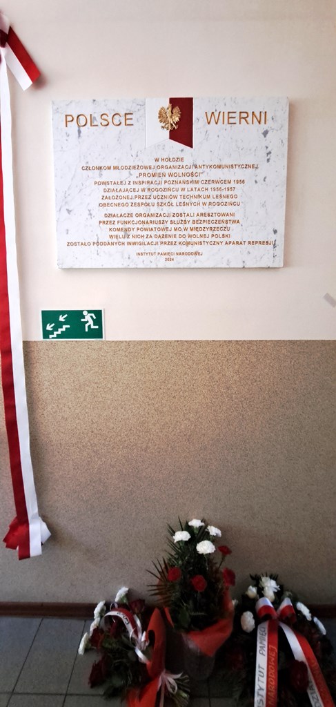 Odsłonięcie tablicy upamiętniającej organizację „Promień Wolności” 1956–1957 – Rogoziniec, 3 marca 2025