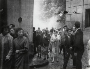 Na prawo róg kościoła św. Jadwigi wylot na Plac Wielkopolski - ucieczka przed gazami łzawiącymi