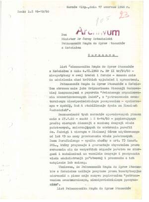 Pismo bp. Wilhelma Pluty do ministra Jerzego Sztachelskiego