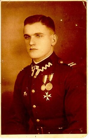 Kpt. NSZ Czesław Wszędybył, żołnierz kampanii 1939, komendant powiatowy NSZ w Kaliszu, zginął w walce z Niemcami 3 września 1943 r.