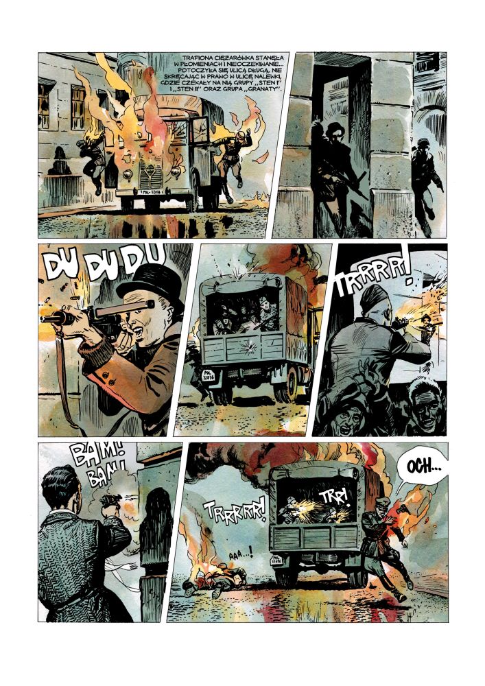 Strona z komiksu IPN „Akcja pod Arsenałem”