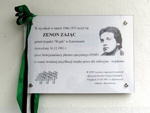 Odsłonięcie tablicy upamiętniającej Zenona Zająca