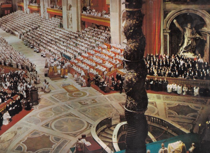 Bazylika św. Piotra w Rzymie podczas obrad Soboru Watykańskiego II. Fot. ze zbiorów Zofii Skrzypek z d. Baraniak