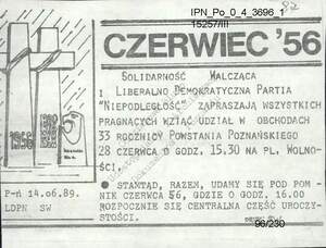 Ulotka z zasobu Archiwum IPN w Poznaniu zgromadzona w związku ze śledztwem ws. rozpowszechniania ulotek „Solidarność Walcząca” na terenie Poznania, IPN Po 04/3696, t. 1
